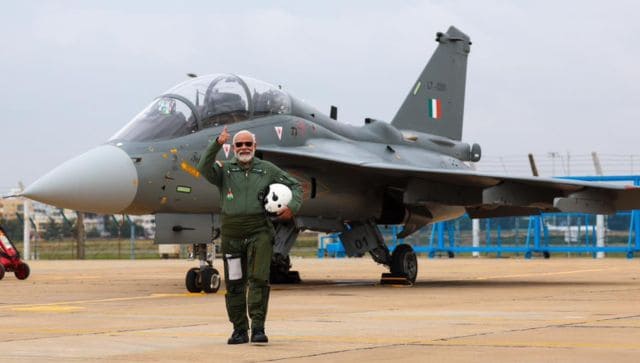 PM Modi after flying on Tejas Fighter Jet
